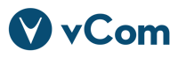 the logo of vCom Solutions.
